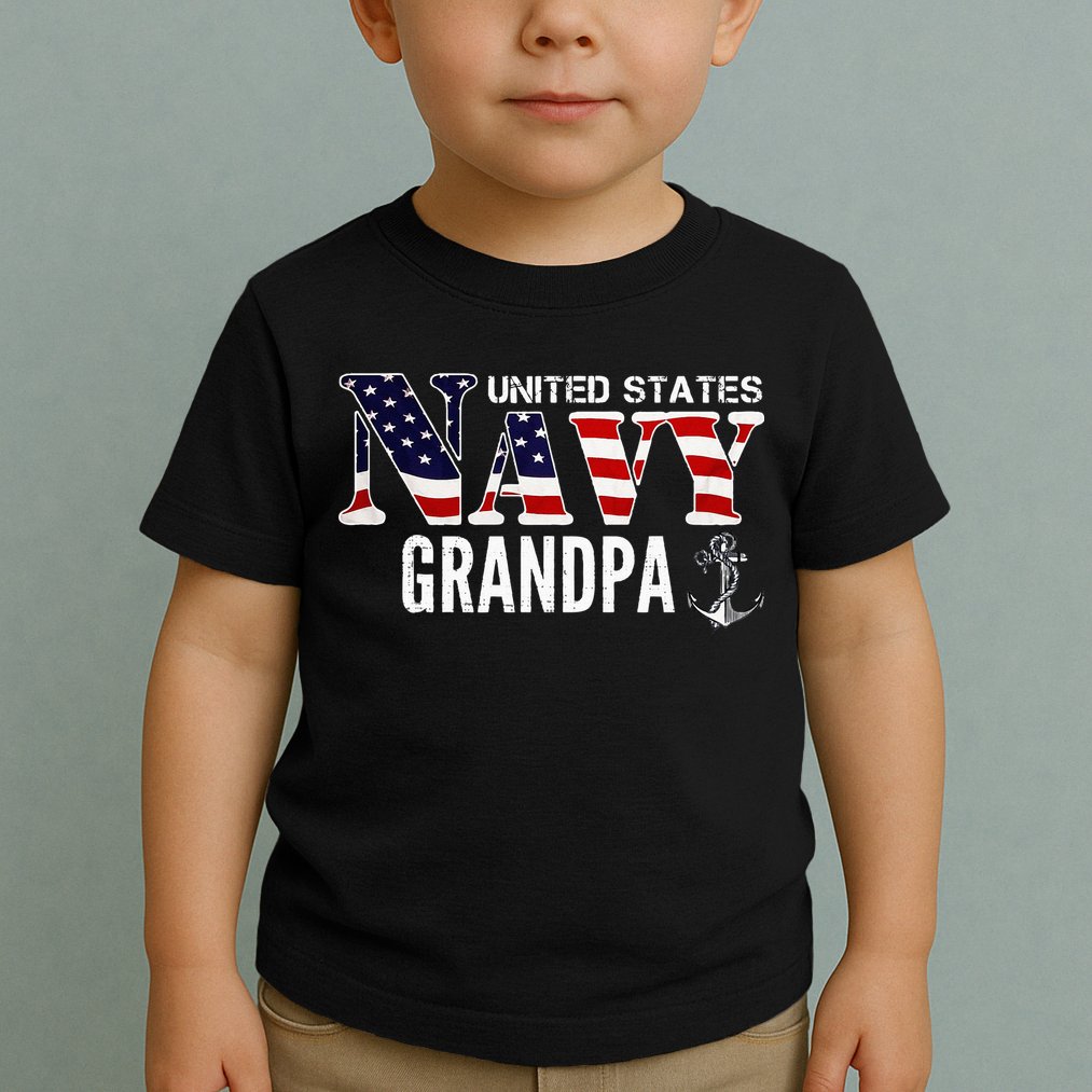 United States Vintage Navy With American Flag Grandpa Gift Toddler T-Shirt