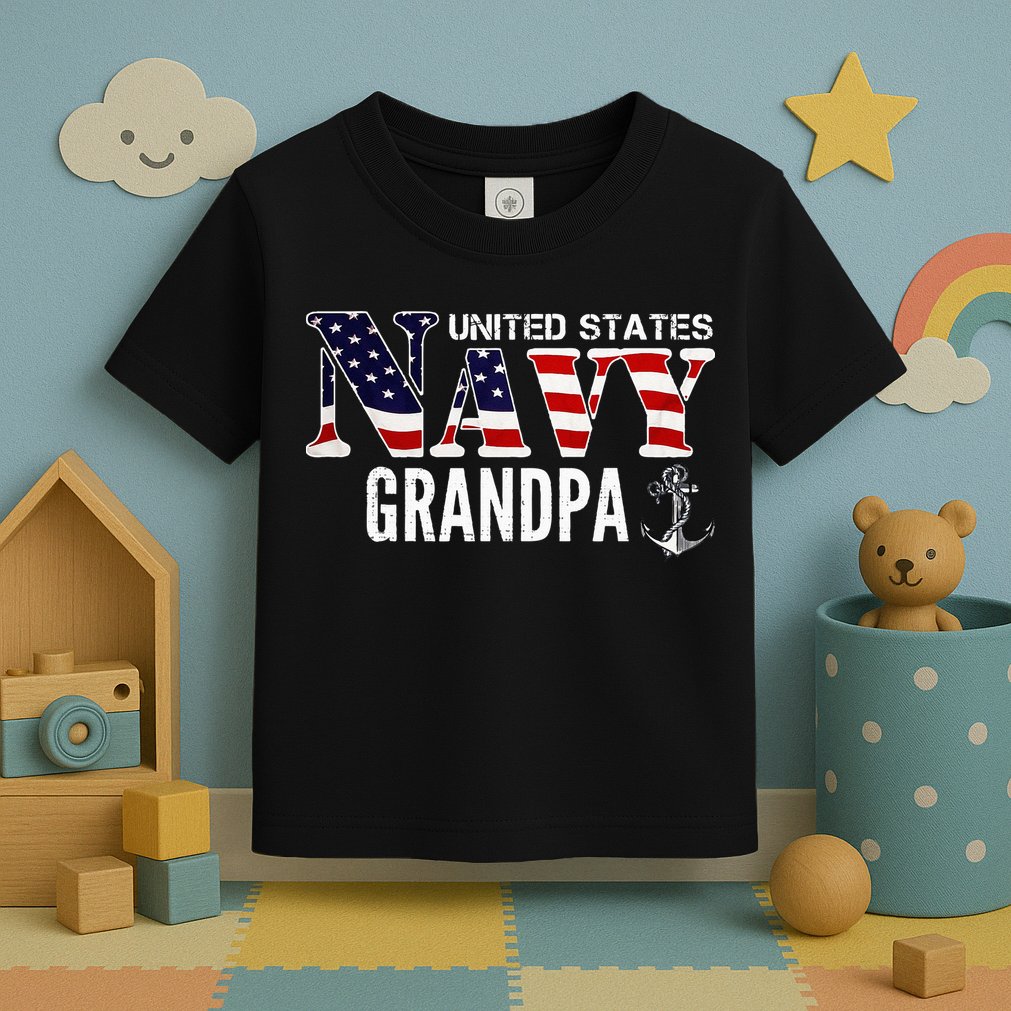 United States Vintage Navy With American Flag Grandpa Gift Toddler T-Shirt