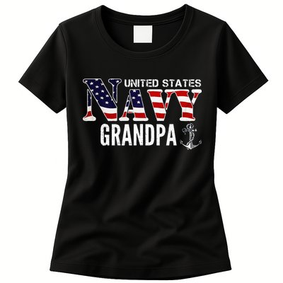 United States Vintage Navy With American Flag Grandpa Gift Womens T-Shirt