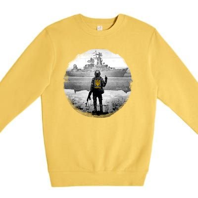 Ukraine Soldier Vs Russian Warship Premium Crewneck Sweatshirt