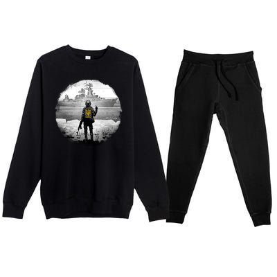 Ukraine Soldier Vs Russian Warship Premium Crewneck Sweatsuit Set