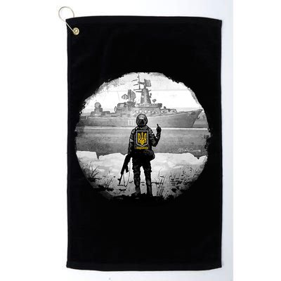Ukraine Soldier Vs Russian Warship Golf Towel