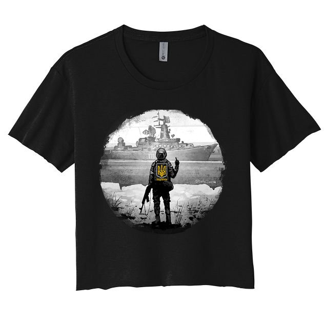 Ukraine Soldier Vs Russian Warship Crop Top