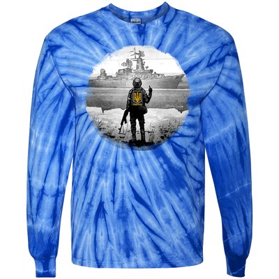 Ukraine Soldier Vs Russian Warship Tie-Dye Long Sleeve Shirt