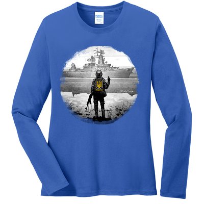 Ukraine Soldier Vs Russian Warship Ladies Long Sleeve Shirt