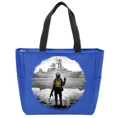 Ukraine Soldier Vs Russian Warship Zip Tote Bag