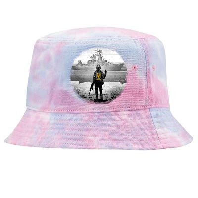 Ukraine Soldier Vs Russian Warship Tie-Dyed Bucket Hat