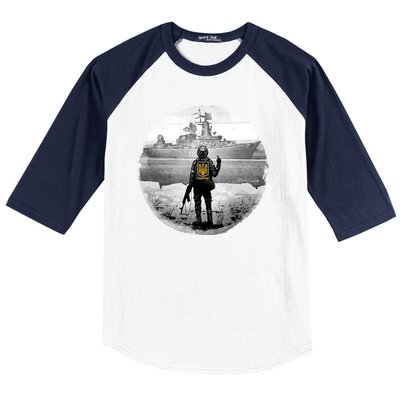 Ukraine Soldier Vs Russian Warship Baseball Sleeve Shirt