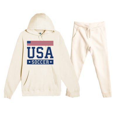 USA Soccer Women Men Kids American Flag Soccer Fan Premium Hooded Sweatsuit Set