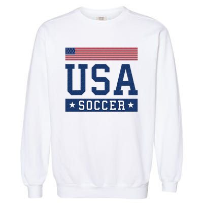 USA Soccer Women Men Kids American Flag Soccer Fan Garment-Dyed Sweatshirt