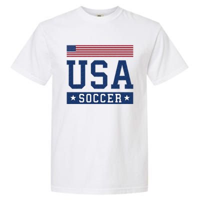 USA Soccer Women Men Kids American Flag Soccer Fan Garment-Dyed Heavyweight T-Shirt