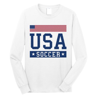 USA Soccer Women Men Kids American Flag Soccer Fan Long Sleeve Shirt