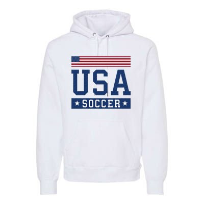 USA Soccer Women Men Kids American Flag Soccer Fan Premium Hoodie