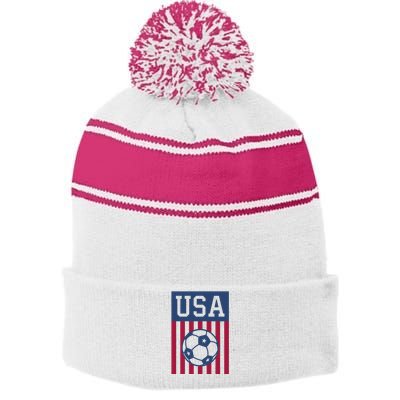 USA Soccer Wo American Soccer Fan Hoodie Stripe Pom Pom Beanie