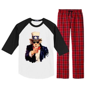 Uncle Sam Wants You To Drink Funny Drinking Raglan Sleeve Pajama Set