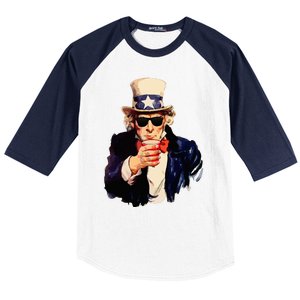 Uncle Sam Wants You To Drink Funny Drinking Baseball Sleeve Shirt