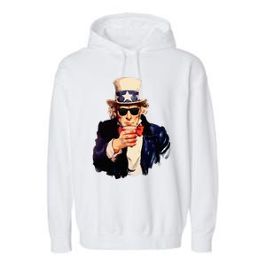 Uncle Sam Wants You To Drink Funny Drinking Garment-Dyed Fleece Hoodie