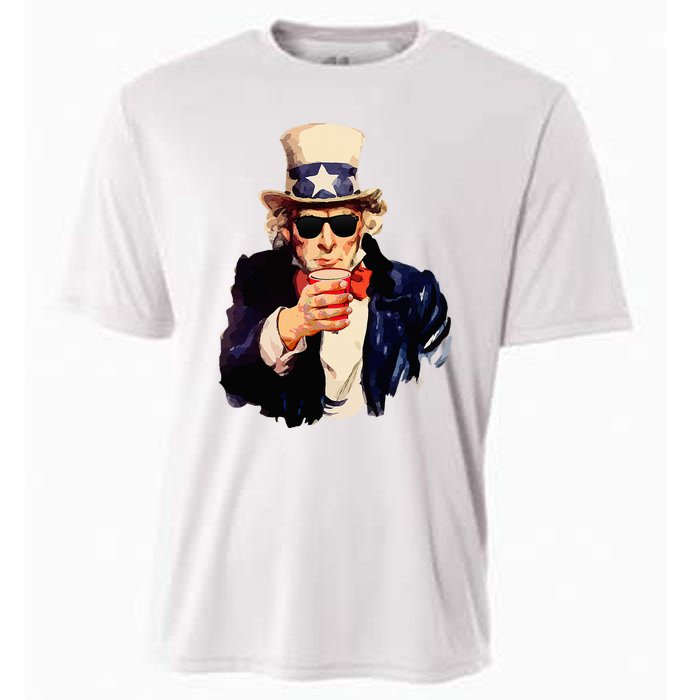 Uncle Sam Wants You To Drink Funny Drinking Cooling Performance Crew T-Shirt