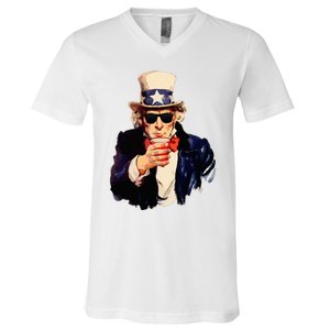 Uncle Sam Wants You To Drink Funny Drinking V-Neck T-Shirt