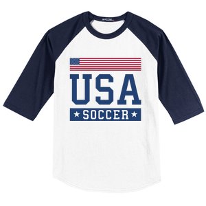 USA Soccer Women Men Kids American Flag Soccer Fan Baseball Sleeve Shirt