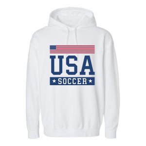 USA Soccer Women Men Kids American Flag Soccer Fan Garment-Dyed Fleece Hoodie