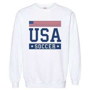 USA Soccer Women Men Kids American Flag Soccer Fan Garment-Dyed Sweatshirt