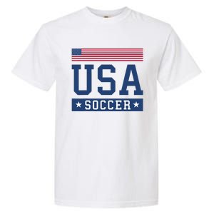 USA Soccer Women Men Kids American Flag Soccer Fan Garment-Dyed Heavyweight T-Shirt