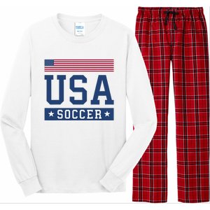 USA Soccer Women Men Kids American Flag Soccer Fan Long Sleeve Pajama Set