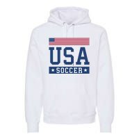 USA Soccer Women Men Kids American Flag Soccer Fan Premium Hoodie