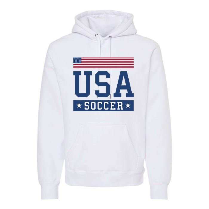 USA Soccer Women Men Kids American Flag Soccer Fan Premium Hoodie