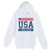 USA Soccer Women Men Kids American Flag Soccer Fan Premium Pullover Hoodie