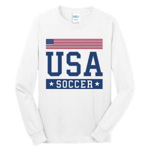 USA Soccer Women Men Kids American Flag Soccer Fan Tall Long Sleeve T-Shirt