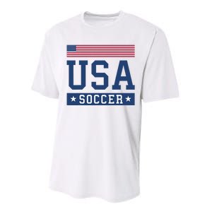 USA Soccer Women Men Kids American Flag Soccer Fan Performance Sprint T-Shirt