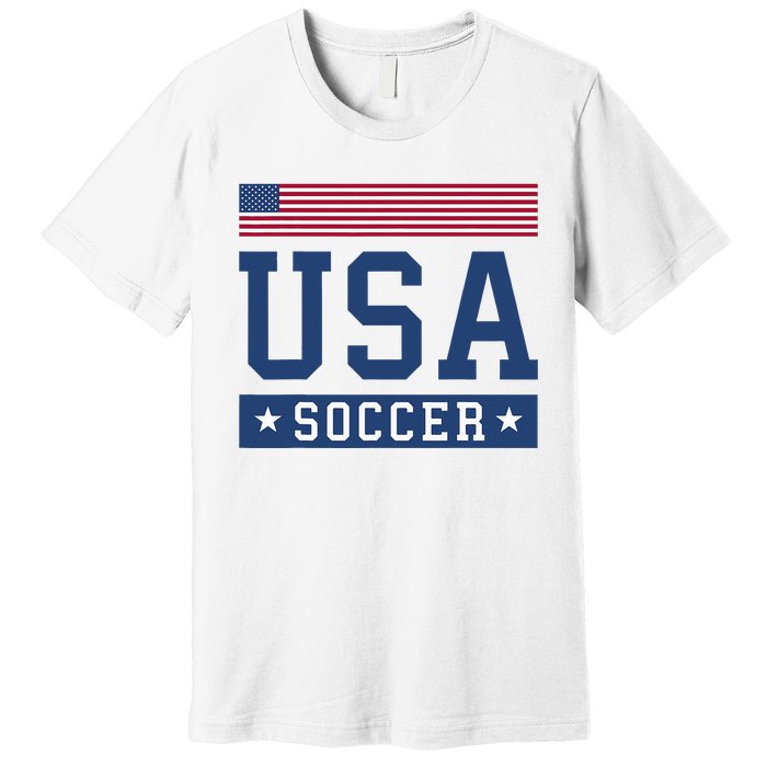 USA Soccer Women Men Kids American Flag Soccer Fan Premium T-Shirt