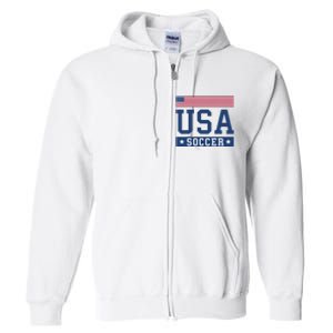 USA Soccer Women Men Kids American Flag Soccer Fan Full Zip Hoodie