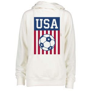 USA Soccer Women Men Kids American Soccer Fan Womens Funnel Neck Pullover Hood