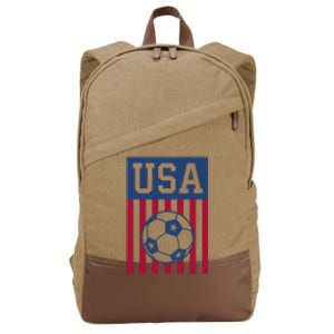 USA Soccer Women Men Kids American Soccer Fan Cotton Canvas Backpack