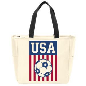 USA Soccer Women Men Kids American Soccer Fan Zip Tote Bag