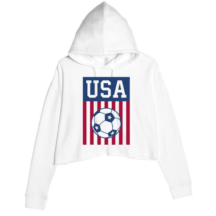 USA Soccer Women Men Kids American Soccer Fan Crop Fleece Hoodie