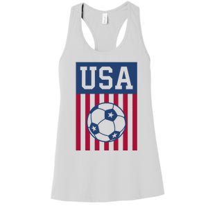 USA Soccer Women Men Kids American Soccer Fan Women's Racerback Tank