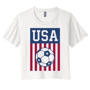 USA Soccer Women Men Kids American Soccer Fan Women's Crop Top Tee