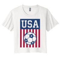 USA Soccer Women Men Kids American Soccer Fan Women's Crop Top Tee