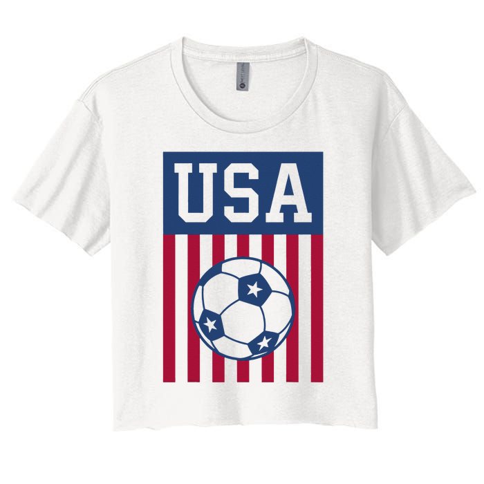 USA Soccer Women Men Kids American Soccer Fan Women's Crop Top Tee