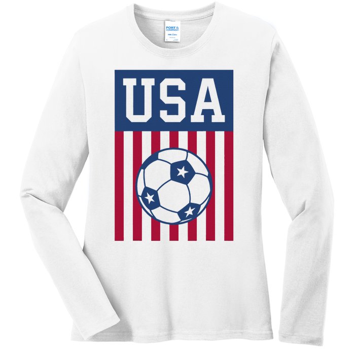 USA Soccer Women Men Kids American Soccer Fan Ladies Long Sleeve Shirt