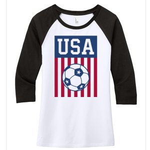 USA Soccer Women Men Kids American Soccer Fan Women's Tri-Blend 3/4-Sleeve Raglan Shirt