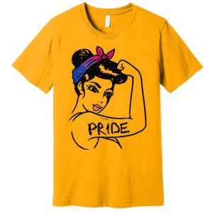 Unbreakable Strong Woman Bisexual Pride Bi Flag LGBTQ Gift Premium T-Shirt