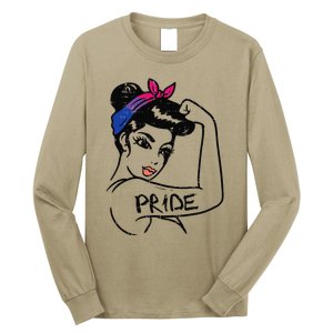 Unbreakable Strong Woman Bisexual Pride Bi Flag LGBTQ Gift Long Sleeve Shirt