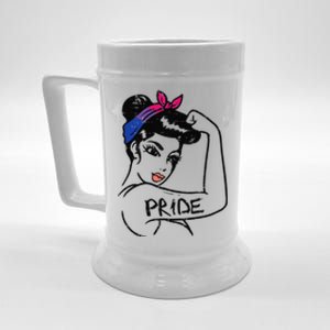 Unbreakable Strong Woman Bisexual Pride Bi Flag LGBTQ Gift Beer Stein