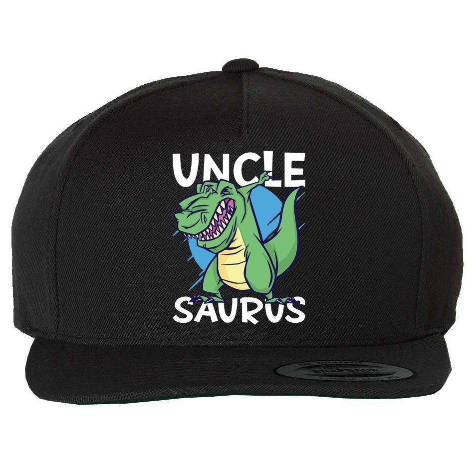 Uncle Saurus With Dinosaurs Gift Wool Snapback Cap