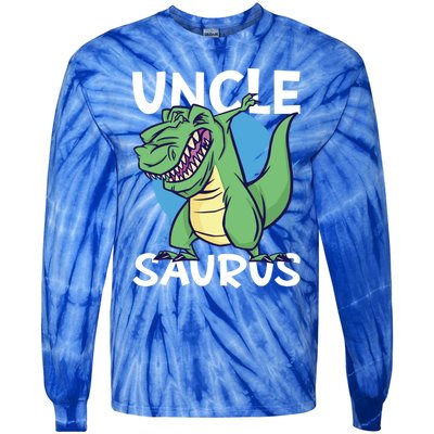 Uncle Saurus With Dinosaurs Gift Tie-Dye Long Sleeve Shirt